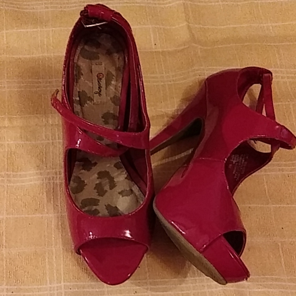 Red high heel shoes